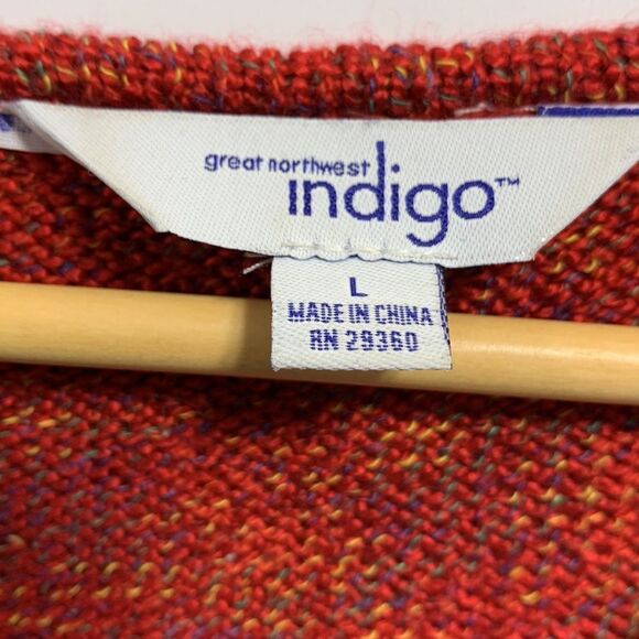 NEW V-Neck Pullover long sleeve Sweater Sienna Maroon Multi color mix Sz L - Picture 8 of 9